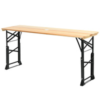Table de pique-nique pliante moderne en bambou pour l'extérieur, avec réglage en hauteur, trou pour parasol, idéale pour les repas au parc