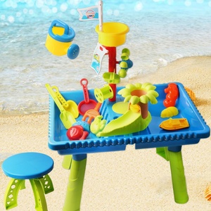 Table de jeu aquatique et de sable en plastique pour enfants, grand modèle circulaire, pour intérieur/extérieur, avec outils de creusement - Product Image 4