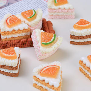 高品質シミュレーションオレンジケーキ樹脂フラットバックカボション樹脂チャーム装飾DIYミニチュア食品チャームクリーム - Product Image 4
