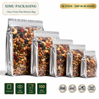 Sachet alimentaire recyclable Ximu à fond carré, fermeture éclair PE, scellage 8 côtés, qualité alimentaire, pour bonbons, OEM disponible