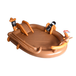 Piscina inflable con tobogán de barco pirata para niños, uso doméstico en exteriores, material de PVC, para hasta 5 pasajeros - Product Image 1