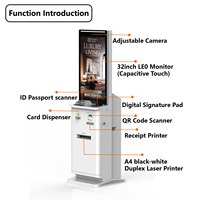 Scanner de passeport Machine d'impression de carte d'embarquement Kiosque d'enregistrement d'hôtel en libre-service de 32 pouces Kiosque de paiement en espèces Imprimante thermique