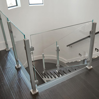 Rampe en verre et acier inoxydable moderne EKOO pour balcon, escalier, véranda, intérieur/extérieur, poteau de fixation en verre, montage au sol