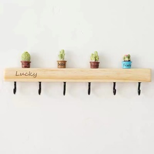 Solid Wood Key Hook <b>Shelf</b> <b>Wall</b> <b>Mounted</b> Rectangle Minimalist Entryway Organizer Multipurpose Decorative Rack - Product Image 1