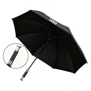 Parapluie de golf de luxe grand format avec logo sportif imprimé et poignée argentée anti-UV - Product Image 1