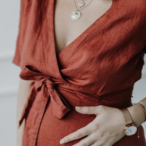 Gonna a portafoglio in lino abito premaman Easy Texture drappeggio bella gonna tuta premaman - Product Image 3