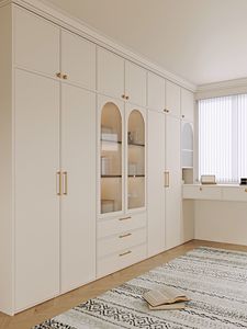 Armadio Walk-in di Lusso Francese Bianco Durevole con Pannelli Regolabili, Moderno Guardaroba in <span class=keywords><strong>PVC</strong></span> con Ante in MDF, Arredamento per Camera da Letto - Product Image 3