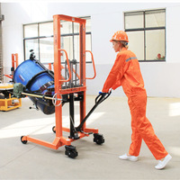 Apilador Manual Plegable para Bidones de 350 kg, Inclinador Hidráulico Giratorio para Bidones, Carro de Manipulación de Bidones para Almacén con Empuje Manual OEM