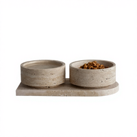Bol pour animaux de compagnie en marbre naturel en gros, bol de luxe en pierre pour chien, bol d'alimentation personnalisé pour chat