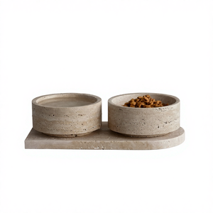 Ventes en gros de bols pour animaux de compagnie en marbre naturel, design moderne, en travertin, pour nourriture et eau, universels pour chiens et chats - Product Image 2