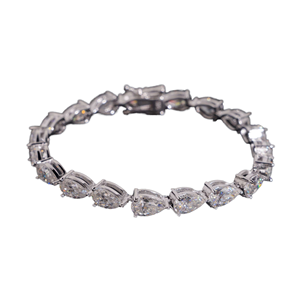 Pass Diamond Tester Fine Jewelry 925 Sterling Silver Rose Gold Plated Iced VVS Moissanite Fancy Cut Pear Cut <b>Charm</b> Bracelet - Product Image 1