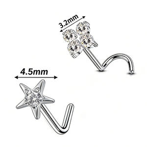 Anneaux de nez Getta, bijoux de piercing corporel, clous de nez en titane plaqué or avec zircon serti griffe, unisexe, cadeau pour mariage et fête - Product Image 5