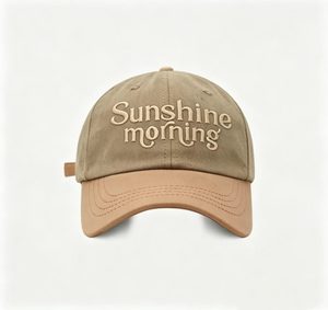 Sunshine Morning Embroidered Two Tone Baseball Cap Vintage Washed Cotton Adjustable Hat for Men Women Casual Streetwear Sun Hat - Product Image 4
