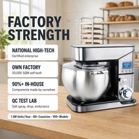 Robot pâtissier sur socle 10L, moteur en cuivre 2000W, 0+6 vitesses, fonction Pulse, avec protection anti-éclaboussures, pour la pâtisserie familiale