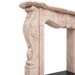 Cheminée en marbre personnalisée, moderne, sculptée à la main, luxueuse, beige, avec manteau de cheminée en marbre et cadre de cheminée en marbre - Product Image 4