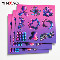 Feuille d'autocollants personnalisés découpés à la forme, motif Y2K dégradé abstrait Lune de cristal, en vinyle imperméable pour coque de téléphone, écouteurs, skateboard