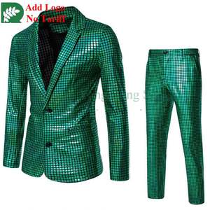 Мужской костюм с пайетками, <span class=keywords><strong>2</strong></span> предмета, смокинг, блестящий пиджак, <span class=keywords><strong>2</strong></span> пуговицы, приталенный крой, для ужина, выпускного вечера, вечеринки - Product Image 4