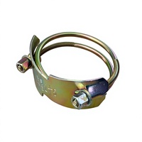 Collier de serrage robuste double fil de 2,5 pouces en acier inoxydable poli réglable pour tuyau en caoutchouc industriel (OEM)