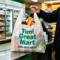 Sacs en plastique transparents HDPE de grande taille, sacs à emporter, vente en gros, sacs d'épicerie, usage industriel pour les entreprises alimentaires