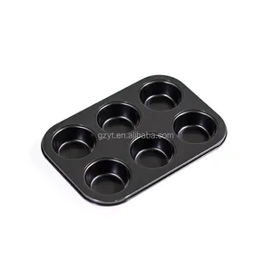 Vendita calda torta nera cottura in acciaio al carbonio teglia antiaderente 6 tazze Mini Muffin Pan