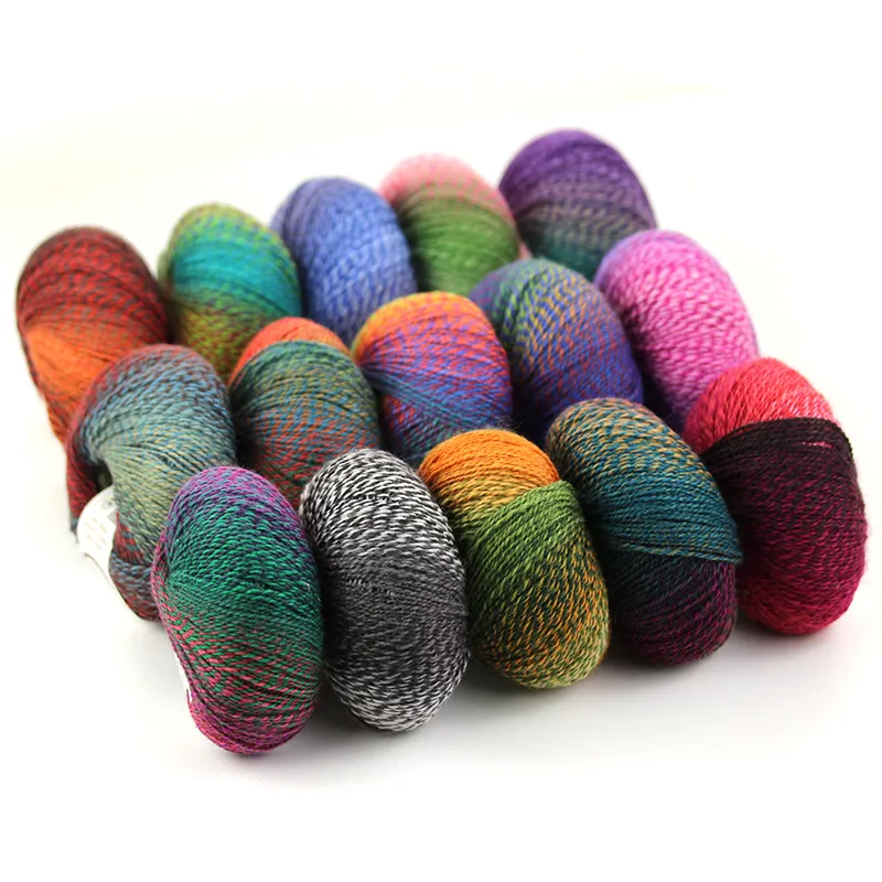 Heny Chất lượng cao iridescence len tự nhiên sợi tay đan cho phụ nữ trẻ khăn màu sắc đẹp