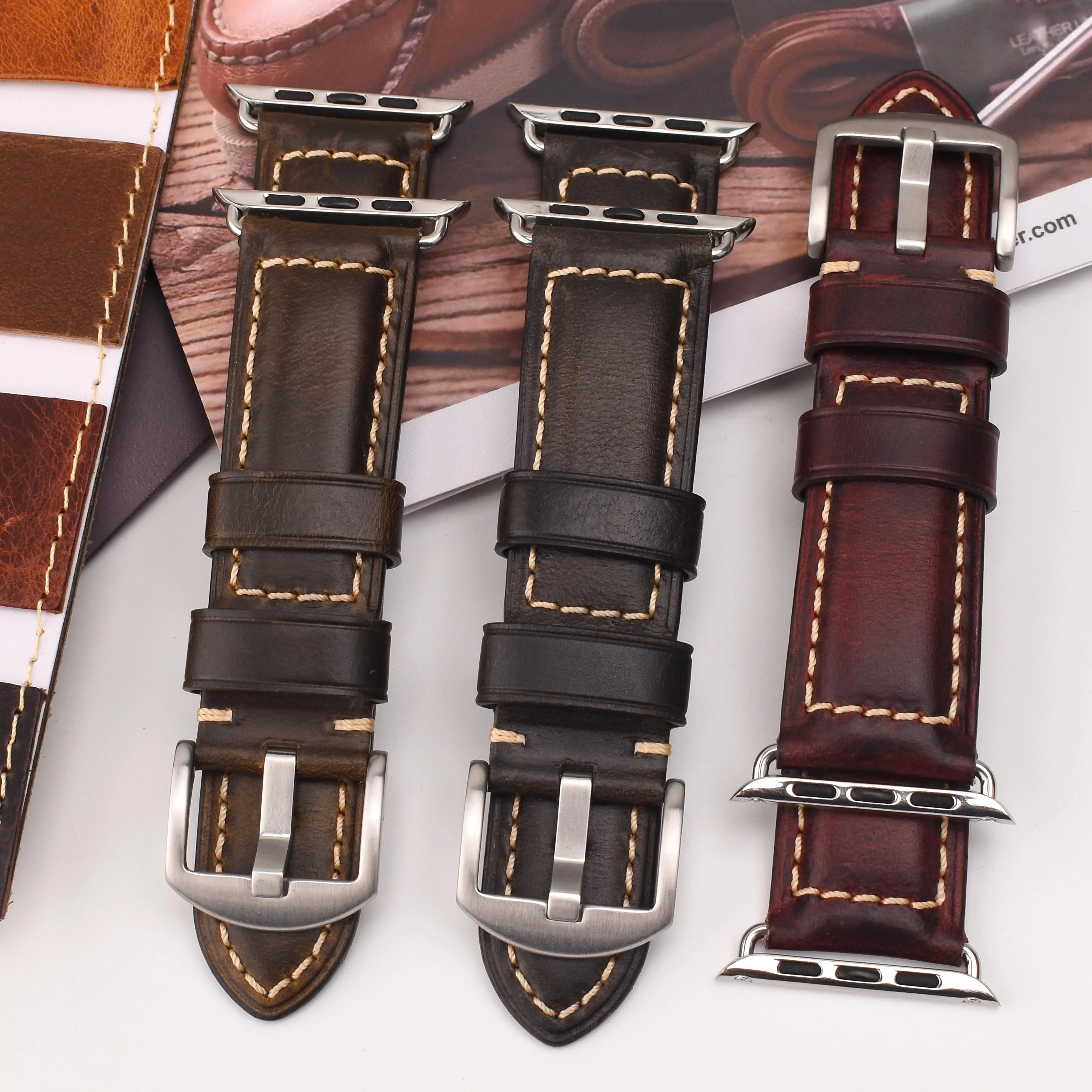 Straps For Women Watches Heqi Strap Leather Band For Men Women Watch 44mm 42mm 40mm 38mm For Apple For Iwatch Series 8 7 6 5 4 3 2 1 Watchband Luxury