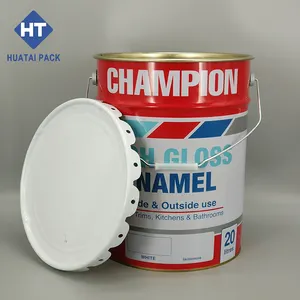 Logo personalizzato contenitore chimico in metallo latta jerry può 20 litri stampato secchio di latta con coperchio