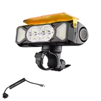 Luz Delantera para Bicicleta con Pantalla Digital, Bocina, Carga Tipo-C, Iluminación Exterior de Alto Brillo, Luz Blanca Cálida de Doble Haz, Batería