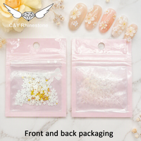 CY Gemischte Farben Weiß-Gold Perlen Strasssteine 3D Nail Art Harz Edelstein Zubehör Acrylblumen