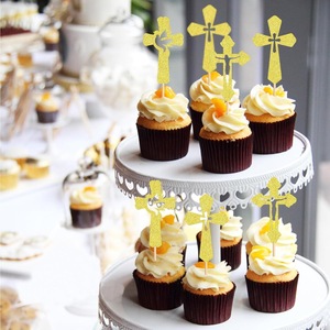 Ensemble de décoration de gâteau en forme de colombe à paillettes pour la sainte communion, baptême, célébrations de baptême, décorations de fête à thème religieux, 12 pièces - Product Image 4