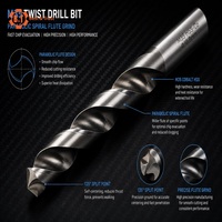 Jeu de forets hélicoïdaux professionnels 5% Cobalt HSS M35 à tige droite entièrement rectifiée pour l'acier inoxydable, 29 pièces