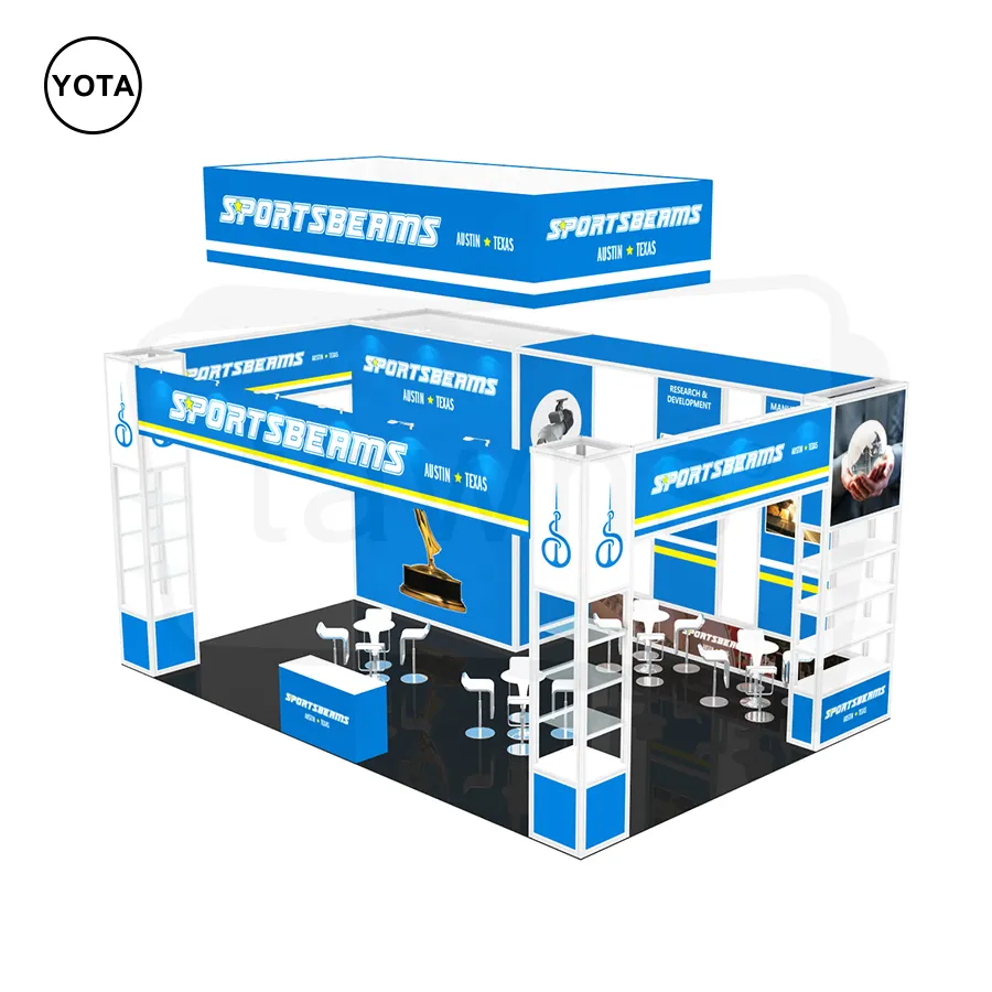 Tawns 20x30 Fast To Ship Booth Design tessuto espositivo sistema di sfondo Led Light Box Stand fiera Stand per Show