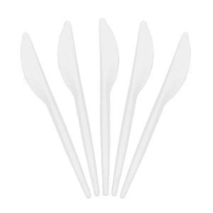Couteaux jetables en plastique blanc réutilisables, longueur 16,5 cm, pour usage à table - Product Image 1