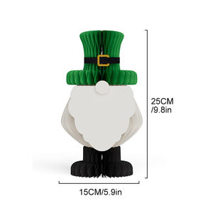 2026 Adorno de Mesa 3D de Duende con Sombrero de San Patricio y Pascua, de Papel de Panal Ecológico, para Exhibición en Festivales Irlandeses - Product Image 4