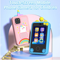 Téléphone Jouet Éducatif pour Enfants, Écran IPS 2,8 Pouces, Capteur CMOS avec Filtre MP3 MicroSD et Caméra, Apprentissage Interactif