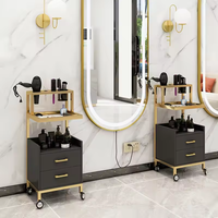Meubles de salon au design moderne SW, chariot de beauté amovible en or, chariot de rangement pour maquillage, aluminium, 4 tiroirs en plastique