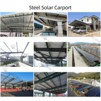 Structure de montage de panneaux photovoltaïques en acier, auvent, abri solaire pour voitures électriques avec toit solaire, galvanisé à chaud