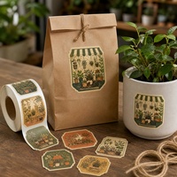 Étiquette autocollante personnalisée sur le thème du jardin pour l'emballage des plantes, les sacs en papier et la décoration de cadeaux