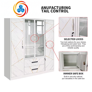 Armario de Acero Moderno para Dormitorio, 4 Puertas con Vidrio, Acabado Ecológico, Diseño Plegable - Product Image 3