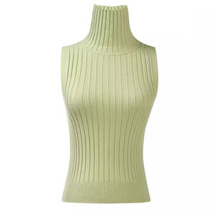 カスタムノースリーブプルオーバールース分厚いタートルネックウールニットシャツ女性用カジュアル夏用セーターベスト - Product Image 5