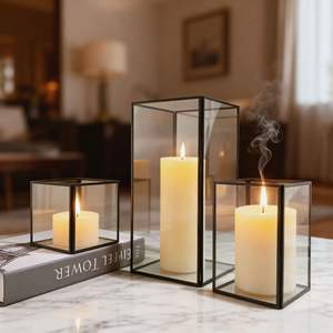 Portavelas Cuadrado de Cristal al por Mayor para San Valentín, <span class=keywords><strong>Figuras</strong></span> de Acción, Marco Metálico, Impermeable - Product Image 2