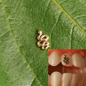 ชุดฟอกสีฟันทอง 8K รูปทรงเสือ ประดับอัญมณีสีเหลือง สำหรับตกแต่งเครื่องประดับ ใช้ในบ้าน กริลล์ซ์ ประดับฟันทอง - Product Image 5