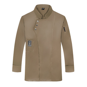 Vente en gros Veste solide pour hommes Manteau de chef Manteau de travail pour restaurant, boulangerie, restauration Vêtements de cuisine pour femmes - Product Image 3