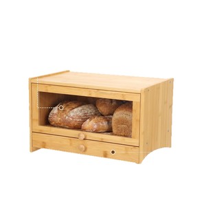 Boîte de rangement pour pain en bambou avec tiroir et étagère pour une utilisation sur le plan de travail de la cuisine - Product Image 5
