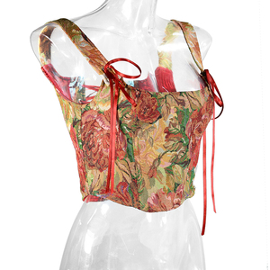 Mignon Double Petit Gilet Poitrine <span class=keywords><strong>Top</strong></span> Papillon Bandoulière Corset <span class=keywords><strong>Noeud</strong></span> Encre Chrysanthème Fishbone Corset Taille <span class=keywords><strong>Bustier</strong></span> <span class=keywords><strong>Top</strong></span> - Product Image 4
