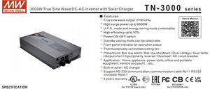 หมายถึง <span class=keywords><strong>TN</strong></span>-<span class=keywords><strong>3000</strong></span>-224 3000W แบบเฟสเดียวอินเวอร์เตอร์พลังงานแสงอาทิตย์24V ถึง220V/230V กับที่ชาร์จพลังงานแสงอาทิตย์เพียวไซน์เวฟ - Product Image 2