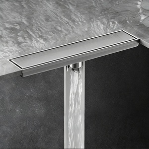 Desagüe de piso lineal de acero inoxidable para baño y hotel, con inserto de baldosa antiolor y prevención de reflujo, para ducha y lavado. - Product Image 3