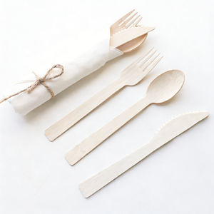 Fabrication de couverts jetables en bambou emballés dans du papier, ensemble couteau-fourchette-cuillère pour la restauration, les plats à emporter et les repas - Product Image 6