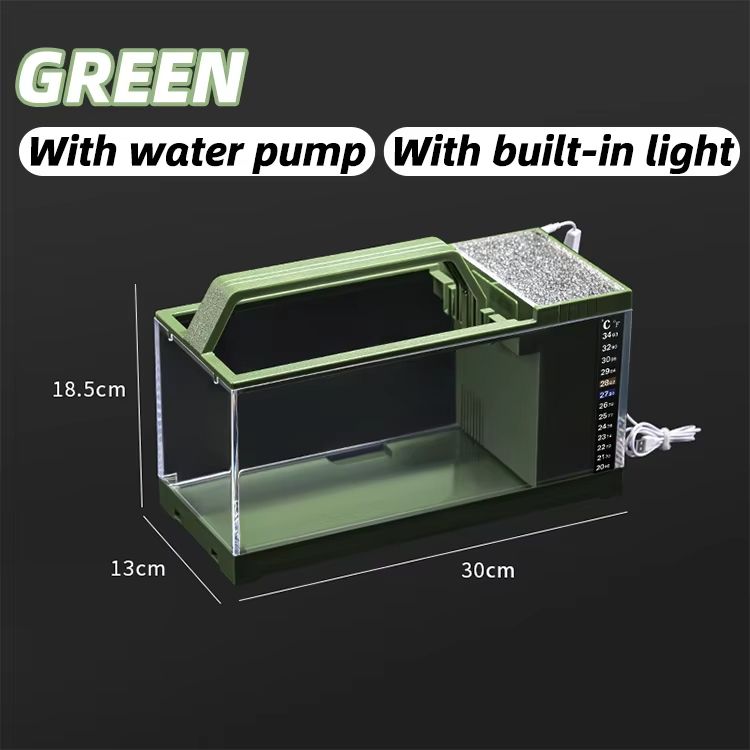 Réservoir de poisson vert + pompe à eau + lumière