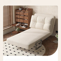 Fauteuil-lit convertible en métal avec accoudoirs, coussin rembourré à grille, inclinable multi-angles
